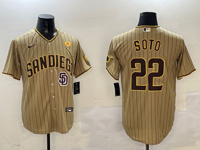 Men San Diego Padres #22 Soto Brown Stripe Game 2025 Nike MLB Jersey style 7